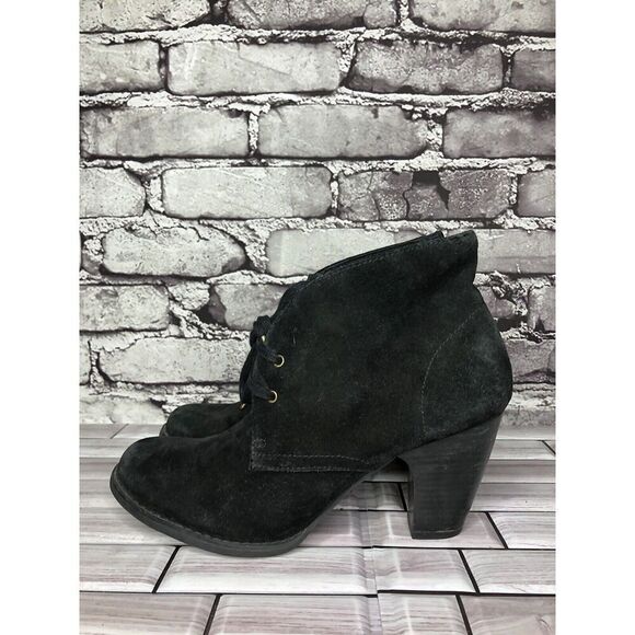 Indigo Clarks Black Suede Leather Ankle Stacked Heel Booties Sz Women 8M US/39EU - Picture 5 of 16